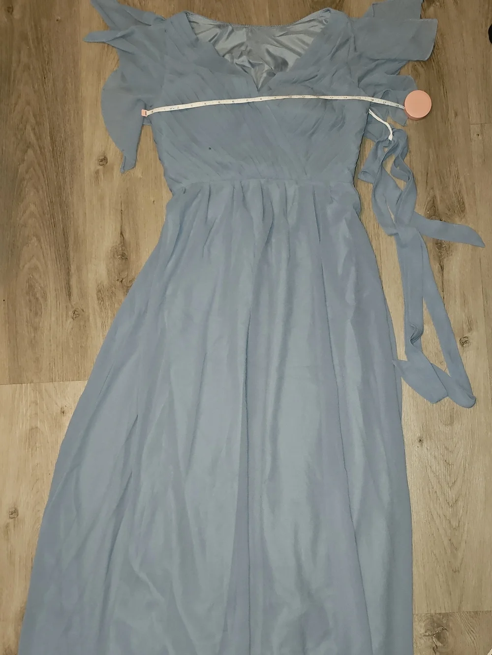 Steel Gray Women's V-Neck Chiffon Maxi Dress